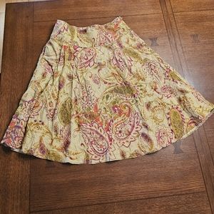 Lauren Ralph Lauren Linen Paisley A-Line Skirt Size 4